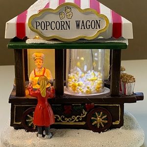 St. Nicholas Square Village Popcorn Wagon with Motion
